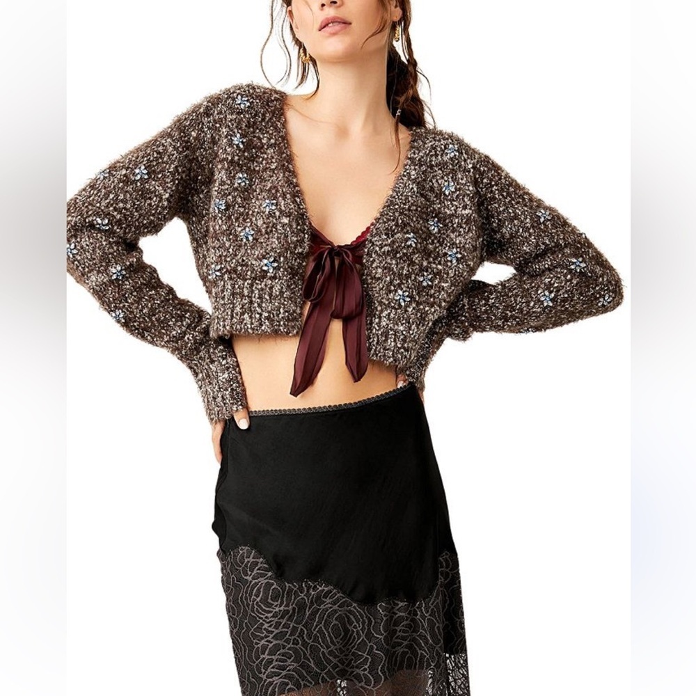 Free People Brown and Blue Sweater
